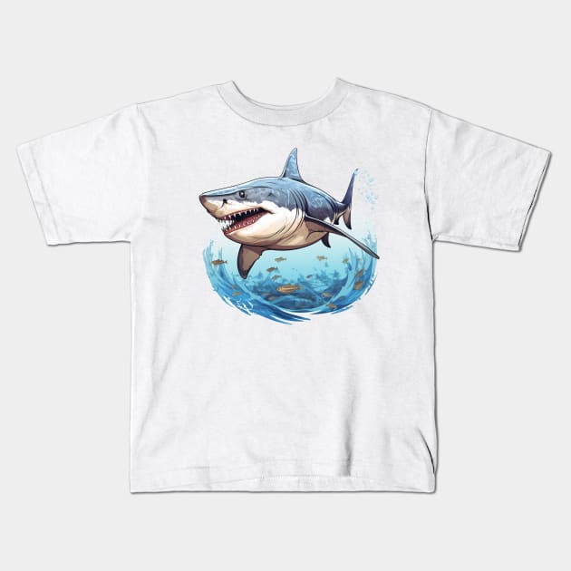 Blue Shark Kids T-Shirt by zooleisurelife